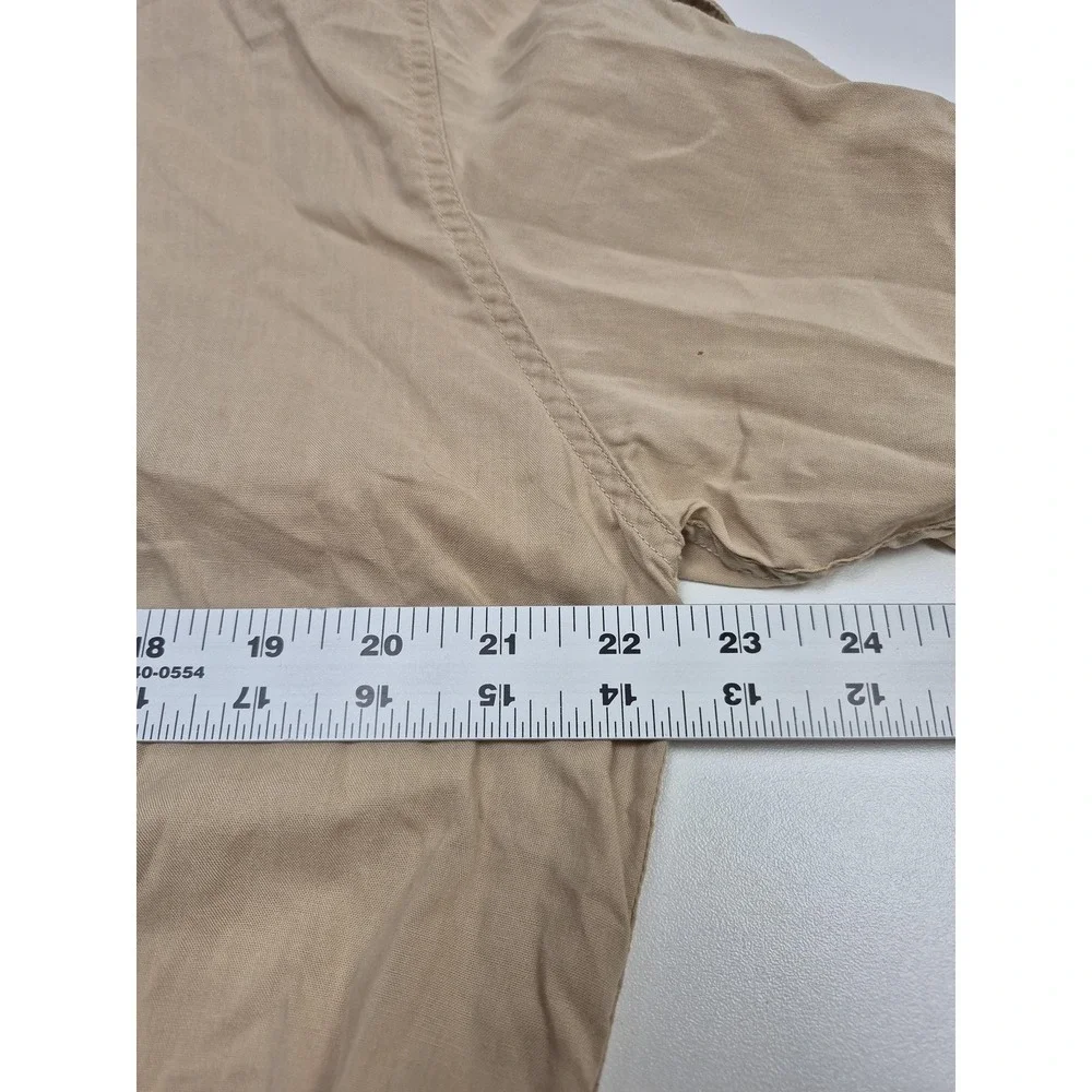 VTG Banana Republic Shirt Mens L Beige Safari Utility L/S Button Up Pockets